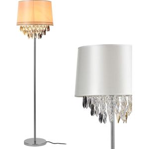 Staande lamp Royality met kristallen 165 cm E27 wit en chroom