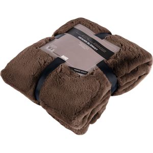 Heaven  fake bont Plaid fluffy deken donker taupe 150x200