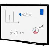 ACAZA magnetisch Whiteboard 60 x 90cm met zwarte Rand - Planbord / Schoolbord inclusief uitwisbare stift, wisser en goot