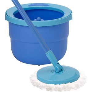 Full Action System Spin Mop & Bucket Set - Gemakkelijk 360° Wringing - Reinigt Laminaat Hout & Tegel Vloeren - 2 x Microvezel Mop Head Vullingen - Duurzame Schoonmaak Set mop and bucket set