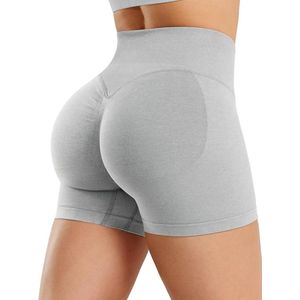 Sportshorts voor dames, korte sportbroek met hoge taille, scrunch shorts voor dames L