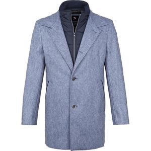 Suitable - Geke Coat Wolmix Streep Blauw - Heren - Maat 50 - Modern-fit