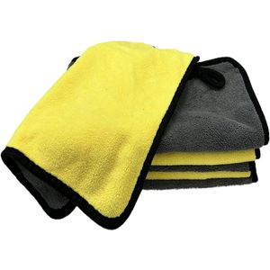 Auto droogdoek – Microvezel poetsdoek – Sneldrogend - Sterk absorberend - Zacht voor de lak - 30x30 cm - Grijs/geel – Jonyx