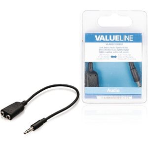 Valueline VLAB22100B02 Jack Stereo Audio Verdeelkabel 3,5 mm Mannelijk - 2x 3,5 mm Vrouwelijk 0,20 M Zwart