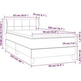 vidaXL - Boxspring - met - matras - fluweel - donkergrijs - 90x200 - cm