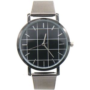 Horloge Mesh - Kast 37 mm - Metaal - Quartz - Zilverkleurig en Zwart Geruit