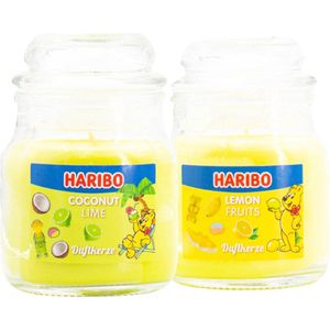 Haribo kaarsen 85gr set 2 - 1x klein Cocos 1x klein lemon