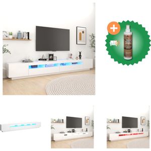 vidaXL Tv-meubel met LED-verlichting 300x35x40 cm wit - Kast - Inclusief Houtreiniger en verfrisser