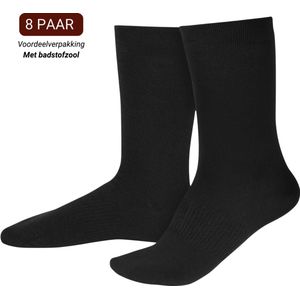 Sukats - Merino Wollen Sokken - Zwart - 8 Paar - Heren Sokken - Naadloos - Verstevigde Hak en Teen