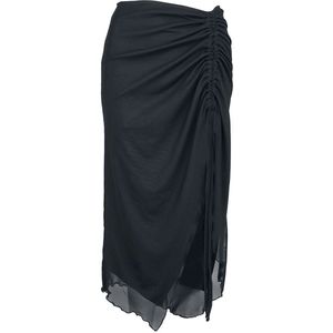 Banned Umbra Mesh Ruched Dames Medium-lengte rok - zwart - XS