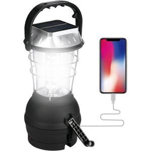 Draagbare noodradio - Zonnesolar handkraan LED campinglanterne, super helder, IP43 waterdicht, 5 oplademethodes, Geschikt voor wandelen, vissenv, nood