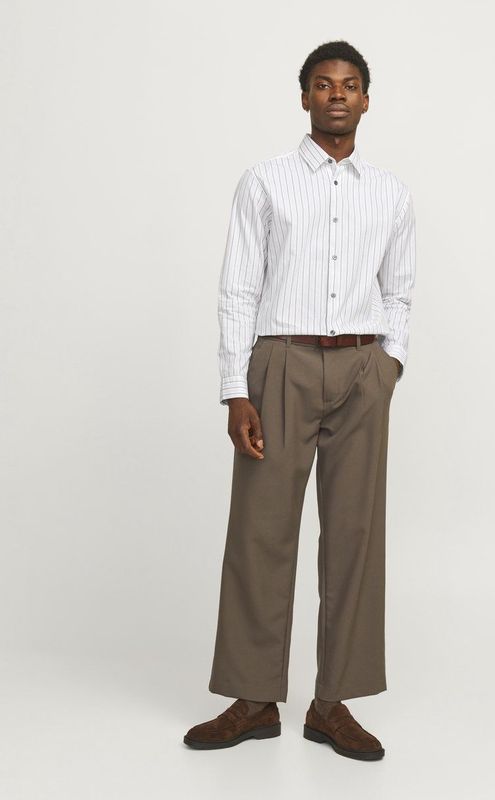 JACK & JONES - Jprblabushwick Stanley - Vrijetijdshemd - Wit - Gestreept