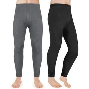 2 paar lange thermische onderbroeken voor heren - Zwart en Grijs, Maat S-XXL