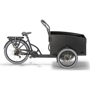 Villette Cargeau elektrische bakfiets met achterwielmotor schijfremmen en huif, zwart/grijs