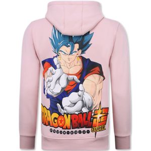 Oversized Hoodie Heren met Capuchon - Dragon Ball Print - Dik Geweven - 5682 - Roze