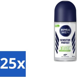 25 x Nivea - Men - Deodorant - Roller - Sensitive Protect - 50 ml - Kamille - Avocado - Deodorant Mannen