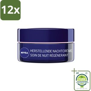 NIVEA - Nachtcrème - Essentials +24U Voedend - Voor gevoelige & droge huid - Met Sheaboter & Amandelolie - 50 ml - Voordeelverpakking - 12 stuks - Nivea nachtcreme - Voedende nachtcreme