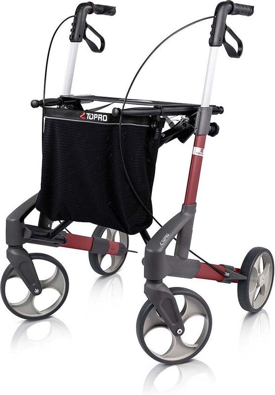 Rollator Topro Troja Original - M - (Lichtgewicht 6,8 kg) - Rood - Incl. Rugsteun