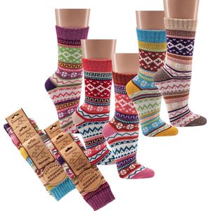 Noors katoenen sokken – Paars/Beige/Bruin - 90% katoen – 2 paar - maat 35/38