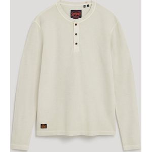 Superdry T-shirt Waffle Long Sleeve Henley Top M6010776a Light Stone Beige Mannen Maat - S