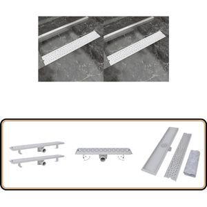 vidaXL Doucheafvoer 2 st bubbelontwerp - 730x140 mm Doucheafvoer - Doucheputje - Roestvrij Staal - Bubbel Design - Rechte Vorm
