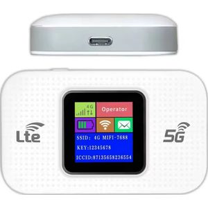 Mifi Router - 4G/5G - 10 Apparaten - 3000mAh - USB-C - Wit