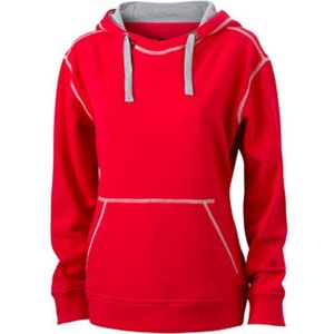James and Nicholson Vrouwen/dames Lifestyle Zip-Hoodie (Rood/Grijze Heide)