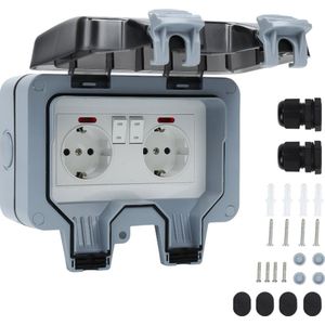 Bolture BuitenstopcontaCt - IP66 -Weerbestendig - 2 Compartimenten -Buitenstopcontact - Wandcontactdoos - Klapdeksel
