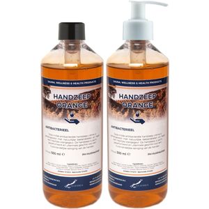Handzeep Orange 500 ml - set van 2 stuks - met gratis pomp - Voordeelverpakking