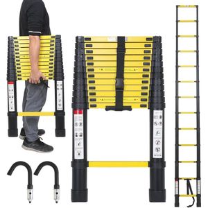 Telescopische Aluminium Ladder - Multifunctionele Vouwladder tot 3,8m, Antislip en Draagvermogen 150kg