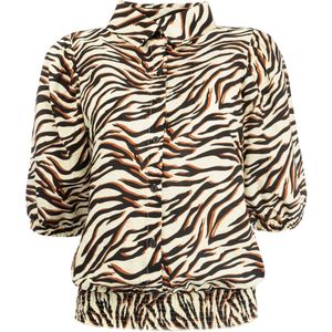 NED Blouse Miran 1 2 Ss Brown Branches 25w4 X1889 01 Brown Dames Maat - S