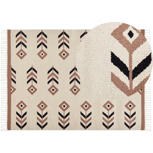 BELIANI NIAVAN - Vloerkleed - Beige/zwart - 200 x 300 cm - Katoen
