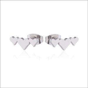 Aramat jewels ® - Oorbellen 3 hartjes zweerknopjes zilverkleurig chirurgisch staal 11mm