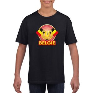 Zwart Belgie supporter kampioen shirt kinderen 146/152