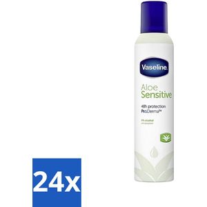 24 x Vaseline - Aloe Sensitive - Deospray - Zacht voor de Huid - 250 ml - Deodorant - Gevoelige Huid - Anti-transpirant - Aloë Vera - Zonnebloemolie