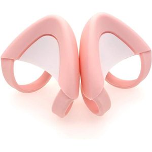Nordivar - Siliconen Kattenoren voor Hoofdtelefoon - Schattige Decoratie - Roze + Wit - Verstelbare Bevestigingsriemen.