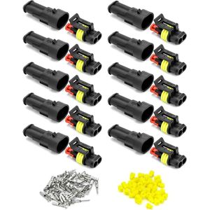 10 stuks waterdichte connector 2 pin kabel plug voor auto vrachtwagen motorfiets.