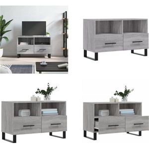 vidaXL Tv-meubel 80x36x50 cm bewerkt hout grijs sonoma eikenkleurig - Tv-meubel - Tv-meubelen - Tv Kast - Opbergkast