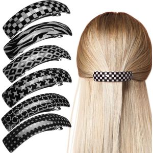 6 stuks - haarspeldjes voor dames - haarspeld - franse vintage haarspelden - retro haarspeld - haaraccessoires - met drukknopen - voor fijn en middeldik haar - prachtige haarspeldjes voor dames en meisjes - zwart