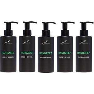 Handzeep Fresh Ginger 300 ml - met pomp - zwarte fles - set van 5 stuks - Voordeelverpakking