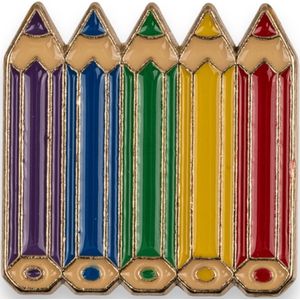 Potloden Badge in Regenboog kleuren