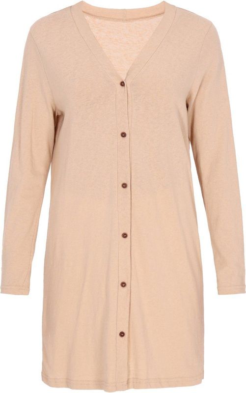 Usha - Gebreid Vest - Nude - Lange Mouw - V-hals