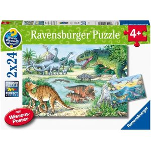 Ravensburger puzzel Sauriërs en hun leefruimte - 2 x 24 stukjes - kinderpuzzel