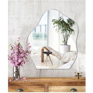 Asymmetrische wandspiegel - decoratief voor slaapkamer ingang - glas