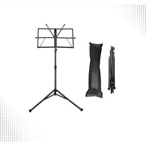 Muziekstandaard Met Tas - Mugig - Opvouwbaar - Opklapbare Bladmuziek Lessenaar - Houder Statief - Muziek Staander Hoog tot 152cm - Zwart