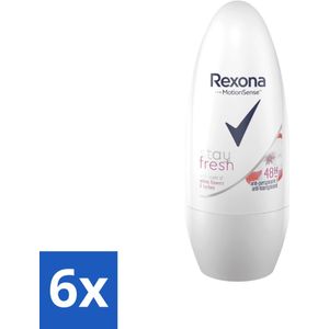 Rexona - Deodorant Roller - Motion Sense - Stay Fresh - Witte bloemen & Lychee - Anti-Transpirant & Perspirant - 50ml - Voordeelverpakking - 6 stuks