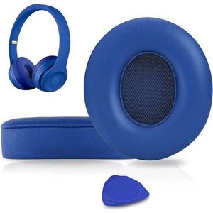 Vervangende oorkussens Geschikt voor Beats Solo 2 en Solo 3 draadloze on-ear hoofdtelefoons, Solo2 Solo3 oorkussens in zacht proteïneleer met extra dikte - Blauw