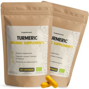 Cupplement Kurkuma 600 mg Biologisch Combideal 2x 80 Capsules - Met Zwarte Peper – Weerstand