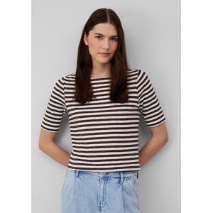 T-shirt - Slim-fit - Gestreept - Zacht Katoen - U-boot Halslijn