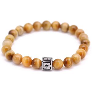 Fortuna Beads – Energy Yellow Tiger Eye – Kralen Armband – Heren– Geel – 18cm